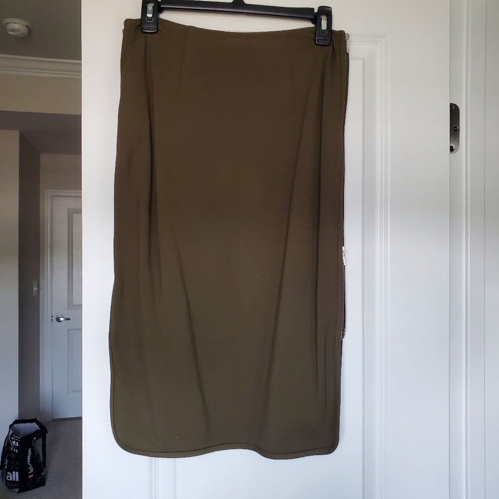 DVF Olive Green Skirt with Zippers Sz 6